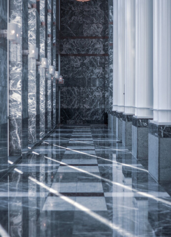 Ceramic tile flooring in a government building